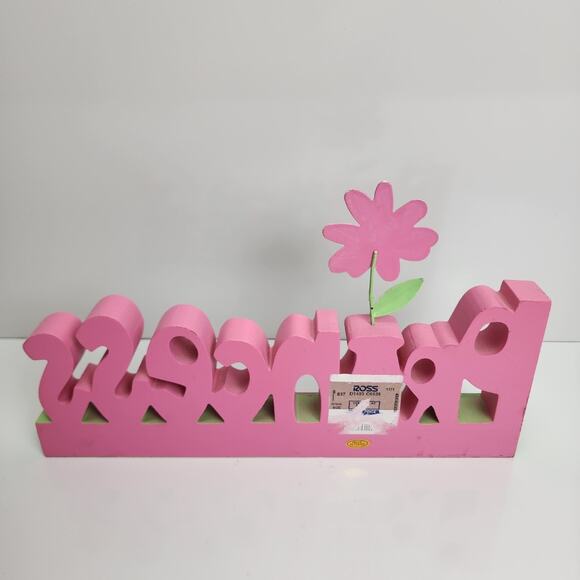 Princess Wood Carved Sign Décor Painted Vibrant Colors Shelf Sitting Design - Picture 5 of 9